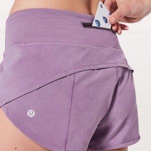 PURPLE LULULEMON SPEED UP SHORTS